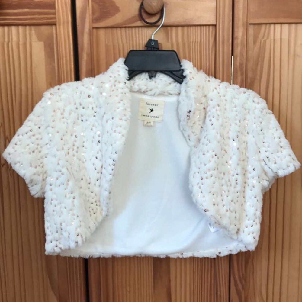 Forever 21 Sequin Fur Cardigan